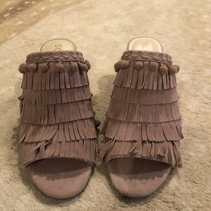 Sole Society Fringe Block Heels